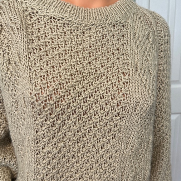 Relaxed Crewneck Knit Sweater in Oatmeal No brand tag. Heavy. Good quality. - Picture 4 of 10